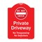 Signmission Do Not Enter Private Driveway No Trespassing Or Solicitors WithAluminum Sign, 24" H, RW-1824-9980 A-DES-RW-1824-9980 - alternate 1